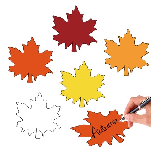 Whaline 45 Stück Herbstblatt-Ausschnitte Ahornblätter Ausschnitte mit Klebepunkt, 5 Farben, Herbstblätter, Karton, Papier, Schneiden, Dekoration für Herbst, Erntedankfest, Dekoration, DIY Handwerk von Whaline