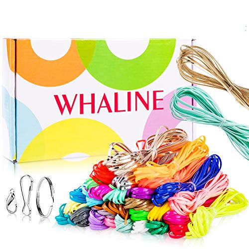 Whaline 492 Fuß Scoubidou Saiten DIY Plastik Schnürung Bänder Streifen, Karabinerhaken und Schlüsselbund Ring Clips für Juwelen Schmuck Handwerk Armbänder Machen(30 Farben) von Whaline