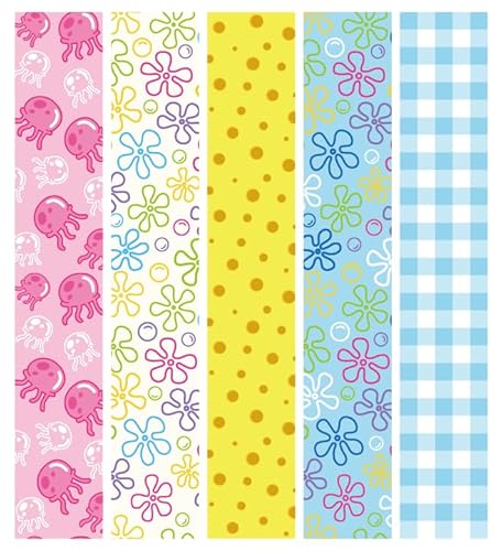Whaline 5 Rollen Cartoon-Schwamm-Bänder mit Drahtrand, 27,7 m, Schaumstoff, für Geburtstagsparty, Bastelband, Stoffband für Schleife, Kranz, Party, Heimdekoration, 6,3 cm Whaline 5 Rollen Cartoon-Schwamm-Bänder mit Drahtrand, 27,7 m, Schaumstoff, für Geburtstagsparty, Bastelband, Stoffband für Schleife, Kranz, Party, Heimdekoration, 6,3 cm von Whaline