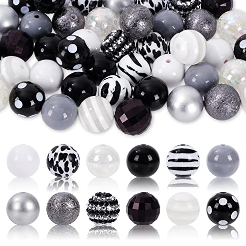 Whaline 50 Stück 20 mm Kuhperlen, 12 Stile, gemischte Büffelkariert, Kaugummi-Perlen-Set, schwarz, grau, weiß, Jumbo-Kunststoffperlen für Basteln und Schmuckherstellung, Boutique-Bastelbedarf Whaline 50 Stück 20 mm Kuhperlen, 12 Stile, gemischte Büffelkariert, Kaugummi-Perlen-Set, schwarz, grau, weiß, Jumbo-Kunststoffperlen für Basteln und Schmuckherstellung, Boutique-Bastelbedarf von Whaline