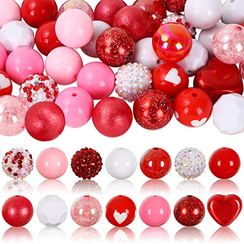 Whaline 50 Stück 20 mm Valentinstagsperlen, gemischte rote Herz-Kaugummi-Perlen, rot, rosa, weiß, Abstandshalter, Jumbo-Kunststoffperlen für Basteln und Schmuckherstellung, Boutique-Bastelbedarf Whaline 50 Stück 20 mm Valentinstagsperlen, gemischte rote Herz-Kaugummi-Perlen, rot, rosa, weiß, Abstandshalter, Jumbo-Kunststoffperlen für Basteln und Schmuckherstellung, Boutique-Bastelbedarf von Whaline