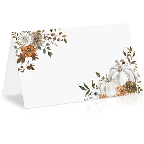 Whaline 50 Stück Herbst-Tischkarten, 5,1 x 8,9 cm, Aquarell, Kürbis, Blumenzelt, Namenskarten, Herbst, blanko, Sitzzuordnungsetiketten für Thanksgiving, Hochzeit, Geburtstag, Party, Tischdekoration Whaline 50 Stück Herbst-Tischkarten, 5,1 x 8,9 cm, Aquarell, Kürbis, Blumenzelt, Namenskarten, Herbst, blanko, Sitzzuordnungsetiketten für Thanksgiving, Hochzeit, Geburtstag, Party, Tischdekoration von Whaline