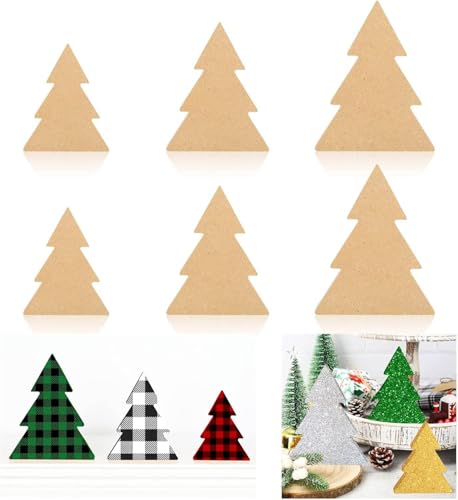 Whaline 6 große Weihnachtsbaum-Holzausschnitte, unlackierter Weihnachtsbaum, Holz-Tischschild, Bauernhaus, DIY, abgestuftes Tablett, Dekoration für Winter, Zuhause, Küche, Büro, Tischregal Whaline 6 große Weihnachtsbaum-Holzausschnitte, unlackierter Weihnachtsbaum, Holz-Tischschild, Bauernhaus, DIY, abgestuftes Tablett, Dekoration für Winter, Zuhause, Küche, Büro, Tischregal von Whaline