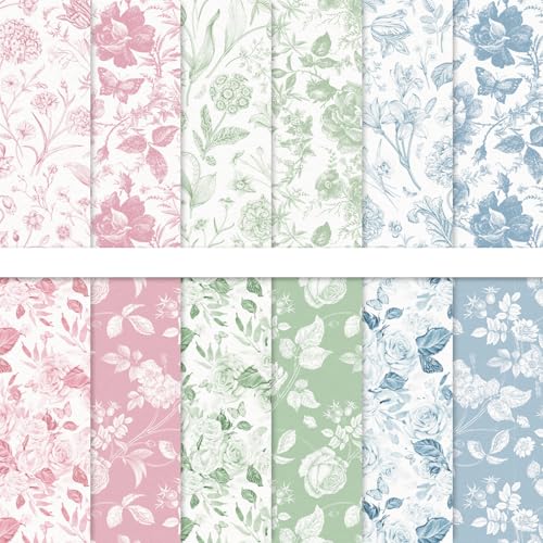 Whaline 60 Blatt Blumenmuster-Papier, Rosa, Grün, Blau, Blumenblätter, Scrapbook, Spezialpapier, doppelseitig, für Bastelarbeiten, Kartenherstellung, Fotoalbum, Dekoration, 14 x 21 cm Whaline 60 Blatt Blumenmuster-Papier, Rosa, Grün, Blau, Blumenblätter, Scrapbook, Spezialpapier, doppelseitig, für Bastelarbeiten, Kartenherstellung, Fotoalbum, Dekoration, 14 x 21 cm von Whaline
