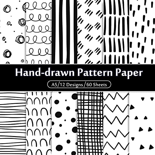 Whaline 60 Blatt schwarz & weiß Doodle Muster Papier A5 Größe handgezeichnete Schnörkel und Punkte Scrapbook Papier doppelseitiges minimalistisches Bastelpapier für DIY Kartenherstellung Zubehör, 12 Whaline 60 Blatt schwarz & weiß Doodle Muster Papier A5 Größe handgezeichnete Schnörkel und Punkte Scrapbook Papier doppelseitiges minimalistisches Bastelpapier für DIY Kartenherstellung Zubehör, 12 von Whaline