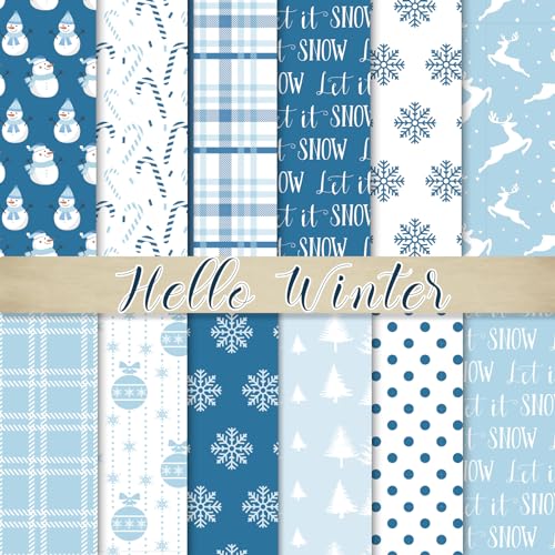 Whaline Weihnachtsmusterpapier, Schneeflocke, Schneemann, Scrapbook, Spezialpapier, Blau, dekoratives Bastelpapier für den Winter, DIY, Kartenherstellung, Fotoalbum, Tagebuch, Dekoration, 14 x 21 cm, Whaline Weihnachtsmusterpapier, Schneeflocke, Schneemann, Scrapbook, Spezialpapier, Blau, dekoratives Bastelpapier für den Winter, DIY, Kartenherstellung, Fotoalbum, Tagebuch, Dekoration, 14 x 21 cm, von Whaline