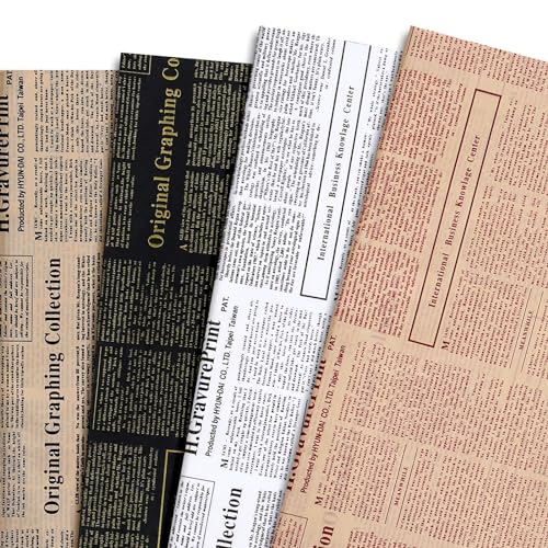 Whaline 90 Blatt Vintage Zeitung Seidenpapier Set Alte Zeitung Geschenkpapier 4 Designs Retro Kraft Magazin Kunst Handwerk Tissue für Hochzeit Geburtstag Party Dekor, 35 x 50 cm Whaline 90 Blatt Vintage Zeitung Seidenpapier Set Alte Zeitung Geschenkpapier 4 Designs Retro Kraft Magazin Kunst Handwerk Tissue für Hochzeit Geburtstag Party Dekor, 35 x 50 cm von Whaline