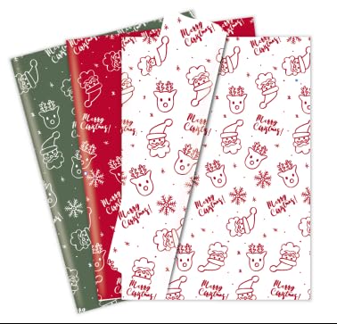 Whaline 90 Blatt Weihnachts-Seidenpapier rot grün Weihnachtsmann Rentier Schneeflocke dekoratives Geschenkpapier für Winter Xmas Home Party DIY Handwerk, 35,6 x 50,8 cm Whaline 90 Blatt Weihnachts-Seidenpapier rot grün Weihnachtsmann Rentier Schneeflocke dekoratives Geschenkpapier für Winter Xmas Home Party DIY Handwerk, 35,6 x 50,8 cm von Whaline
