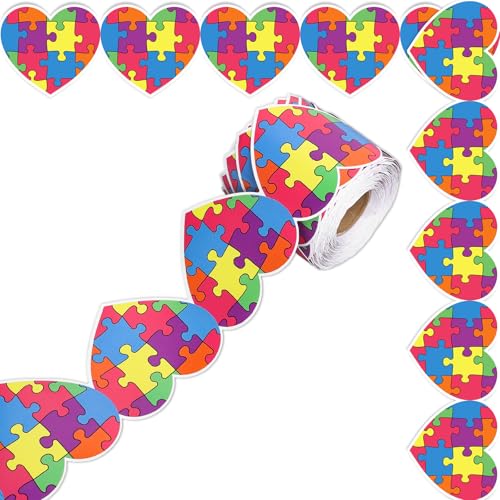 Whaline Bunte Pinnwand in Herzform, für Autismus, Bewusstsein, gestanzte Bordüre, Rolle für Schulanfang, Klassenzimmer, Kreidetafel-Dekoration von Whaline