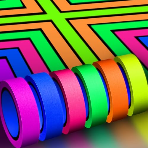 Whaline Fluoreszierendes Band, Neonband, 6 Farben, Lichtband, Dekoration, reflektierendes Klebeband (1,3 cm x 16,5 Fuß) von Whaline