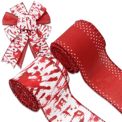 Whaline Halloween-Band mit Drahtrand, 6,3 cm, rot, blutiger Handabdruck, Stoffband für Bastelarbeiten, Kranzschleifen, 20 Meter Whaline Halloween-Band mit Drahtrand, 6,3 cm, rot, blutiger Handabdruck, Stoffband für Bastelarbeiten, Kranzschleifen, 20 Meter von Whaline