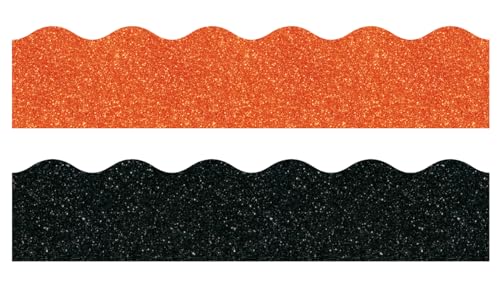 Whaline Halloween-Pinnwand-Bordüre, Glitzer, Orange, Schwarz, gestanzt, Bordüre, Rolle für Klassenzimmer, Zuhause, Büro, Kreidetafel, Wanddekoration, 2 Rollen Whaline Halloween-Pinnwand-Bordüre, Glitzer, Orange, Schwarz, gestanzt, Bordüre, Rolle für Klassenzimmer, Zuhause, Büro, Kreidetafel, Wanddekoration, 2 Rollen von Whaline