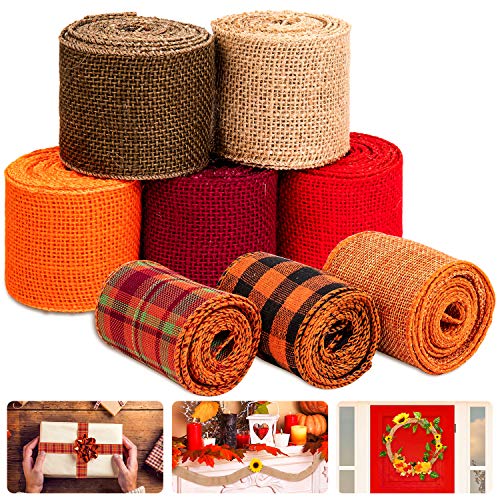 Whaline Juteband auf Rolle, verschiedene Farben, rustikales Karomuster, Rot, Orange, Braun, Natur-Bastelband für Geschenkverpackungen, Thanksgiving, Weihnachten, Hochzeit, Herbst, Ernte, Kranz, Whaline Juteband auf Rolle, verschiedene Farben, rustikales Karomuster, Rot, Orange, Braun, Natur-Bastelband für Geschenkverpackungen, Thanksgiving, Weihnachten, Hochzeit, Herbst, Ernte, Kranz, von Whaline
