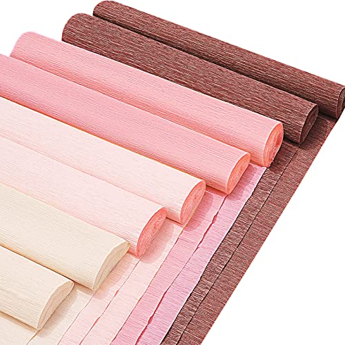 Whaline Krepppapier-Luftschlangen, 25 x 250 cm, 4 Farben, Party-Luftschlangen, Roségold, Rosa, Braun, Krepppapierrolle, dekorativer Bastel-Luftschlangen für Bastelarbeiten, Raumdekoration, 8 Rollen von Whaline