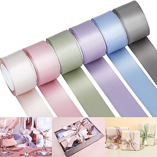 Whaline Morandi Satinband, 6 Rollen, Pastell-Seidenbänder, Hochzeit, doppelseitig, 2,5 cm, 4,5 m, für Hochzeit, Braut, Babyparty, Dekoration, Geschenke, Verpacken, Blumenstrauß, Basteln Whaline Morandi Satinband, 6 Rollen, Pastell-Seidenbänder, Hochzeit, doppelseitig, 2,5 cm, 4,5 m, für Hochzeit, Braut, Babyparty, Dekoration, Geschenke, Verpacken, Blumenstrauß, Basteln von Whaline