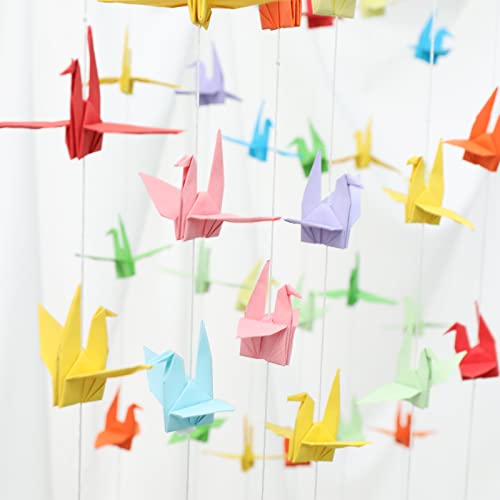 Whaline Origami-Papier-Kranich-Girlanden (5 Saiten, 50 Stück), Regenbogen, vorgefertigt, gefaltet, handgefertigt, Vögel, zum Aufhängen, für Valentinstag, Dekoration, Babyparty, Party, Frieden von Whaline