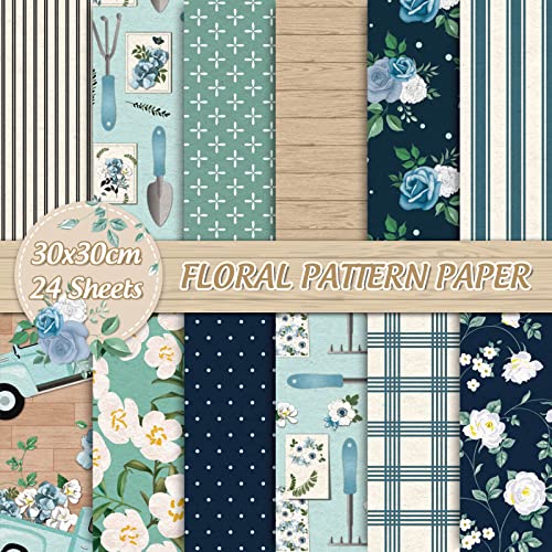 Whaline 12 Design Blumenmuster Papier Blau Blume Scrapbook Papier Doppelseitiges Dekoratives Bastelpapier für Frühling Ostern Kartenherstellung Scrapbook Fotoalbum Dekor, 30 x 30 cm, 24 Stück Whaline 12 Design Blumenmuster Papier Blau Blume Scrapbook Papier Doppelseitiges Dekoratives Bastelpapier für Frühling Ostern Kartenherstellung Scrapbook Fotoalbum Dekor, 30 x 30 cm, 24 Stück von Whaline