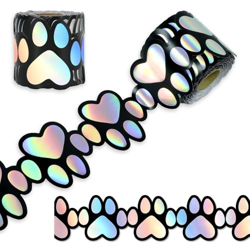 Whaline Pinnwand mit Hundepfoten, holografisch, niedlich, gestanzt, gerollt, für Klassenzimmer, Kreidetafel, Wanddekoration, 20 m Whaline Pinnwand mit Hundepfoten, holografisch, niedlich, gestanzt, gerollt, für Klassenzimmer, Kreidetafel, Wanddekoration, 20 m von Whaline