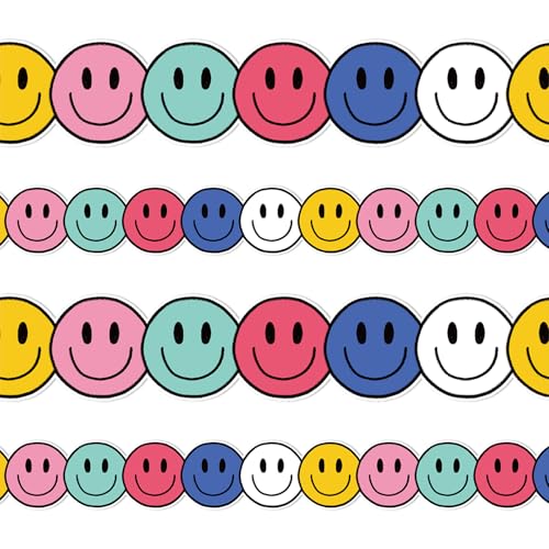 Whaline Pinnwand mit fröhlichem Gesicht, 10 m, marineblau, rosa, gelb, grün, Smiley-Gesicht, gestanzt, gerollter Rand für Kreidetafel, Wanddekoration Whaline Pinnwand mit fröhlichem Gesicht, 10 m, marineblau, rosa, gelb, grün, Smiley-Gesicht, gestanzt, gerollter Rand für Kreidetafel, Wanddekoration von Whaline