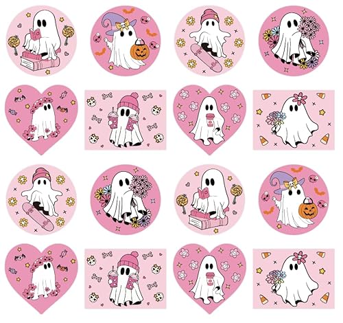 Whaline Silikonperlen für Halloween, Geisterbild, Pink, niedlich, Geisterboo, Silikonperlen, Cartoon, lose Gummiperlen für Bastelarbeiten, Stifte, Schlüsselanhänger, Zubehör, 16 Stück von Whaline