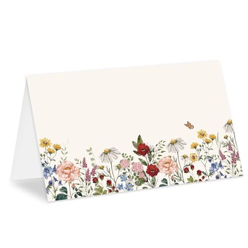 Whaline Tischkarten mit Blumenmuster, 5,1 x 8,9 cm, Vintage-Wildblumen-Zeltkarten, blanko, Tischnamensschild für Hochzeit, Bankett, Brautparty, Babyparty, Geburtstag, Party, Tischdekoration, 100 Stück Whaline Tischkarten mit Blumenmuster, 5,1 x 8,9 cm, Vintage-Wildblumen-Zeltkarten, blanko, Tischnamensschild für Hochzeit, Bankett, Brautparty, Babyparty, Geburtstag, Party, Tischdekoration, 100 Stück von Whaline