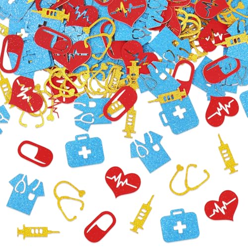 Whaline Tischkonfetti für Krankenschwestern, Gelb, Rot, Blau, Glitzer-Papier, Tischaufsätze für Arzt, Abschlussfeier, Party, Dekoration, 300 Stück Whaline Tischkonfetti für Krankenschwestern, Gelb, Rot, Blau, Glitzer-Papier, Tischaufsätze für Arzt, Abschlussfeier, Party, Dekoration, 300 Stück von Whaline