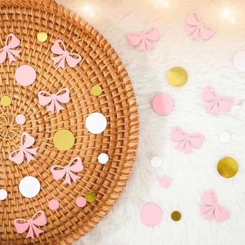 Whaline Tischkonfetti mit rosa Schleife, gepunktet, Tischdekoration, für Kokette, Geburtstag, Party, Dekoration, 300 Stück Whaline Tischkonfetti mit rosa Schleife, gepunktet, Tischdekoration, für Kokette, Geburtstag, Party, Dekoration, 300 Stück von Whaline