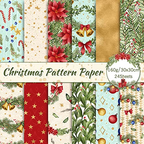 Whaline Weihnachts-Scrapbook-Papier, Aquarell-Muster, doppelseitig, bunt, flach gefaltet, für selbstgemachte Karten, Scrapbooking, Fotoalbum, Dekoration, 12 Designs, 30 x 30 cm, 24 Stück Whaline Weihnachts-Scrapbook-Papier, Aquarell-Muster, doppelseitig, bunt, flach gefaltet, für selbstgemachte Karten, Scrapbooking, Fotoalbum, Dekoration, 12 Designs, 30 x 30 cm, 24 Stück von Whaline