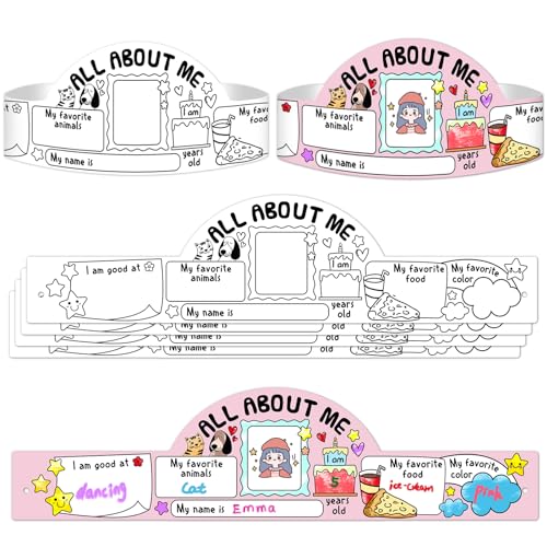WhatSign All About Me Papierkränze für Kinder, für Schulanfang, Schulanfang, Partyhüte, 24 Stück WhatSign All About Me Papierkränze für Kinder, für Schulanfang, Schulanfang, Partyhüte, 24 Stück von WhatSign