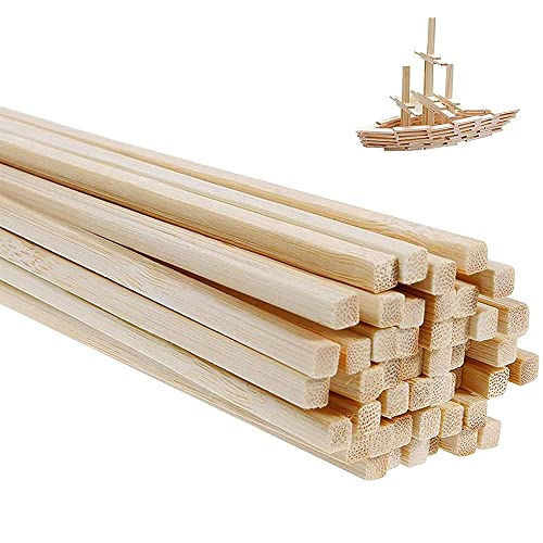 Holzstäbchen zum Basteln, 50 Stück Quadratisch Holzstäbe 4x4x30MM, Quadratische Dübelstangen, Natürliche Bambusstöcke Holz Extra lange Stöcke zum Basteln für Bastelprojekte und DIY-Aktivitäten von Whcctl