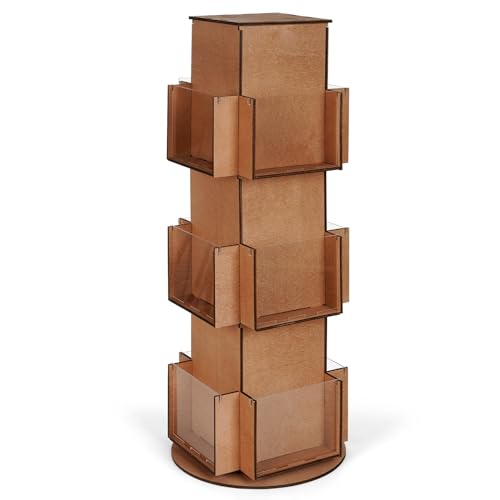 Whchiy Drehbarer Präsentationsständer Grußkarten-Präsentationsständer aus Holz für Bastelmessen Kartenständer Rack (braun) von Whchiy