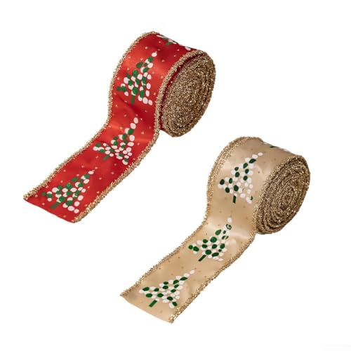 Weihnachtsband, Stoff und Drahtrollen, bedruckt, charmant, bedruckt, Urlaubsbänder für Weihnachten, Basteln, Hochzeitsdekoration (verschiedene Farben) von WheatThrive