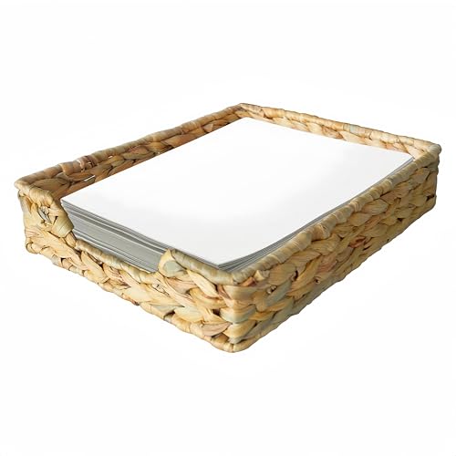 Whemyreat Briefablage Lagerung Tablett aus Natürlicher Wasserhyazinthe,Korbpapierablage für den Schreibtisch-Organizer,Gewebte Dokumentenablage im Letter-Format,Toilettentankablage(37x27x7cm) von Whemyreat