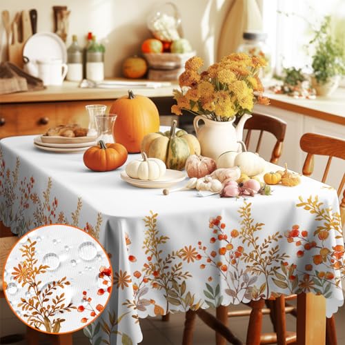 Tischdecke Outdoor Abwaschbar, Gartentischdecke Wetterfest Abwischbare Tischdecke Draußen Rechteckig 110 x 140 cm, Herbst Floral Tischtuch Wasserdicht Tischdecken für küche Esszimmer Erntedankfest Tischdecke Outdoor Abwaschbar, Gartentischdecke Wetterfest Abwischbare Tischdecke Draußen Rechteckig 110 x 140 cm, Herbst Floral Tischtuch Wasserdicht Tischdecken für küche Esszimmer Erntedankfest von Whimsio