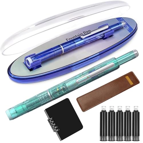 Whimsyard Protective Method Füllfederhalter, Druckfeder: 0,38 Mm, Blau-schwarze Tinte, Transparenter Schaft, Inklusive 5 Nachfüllbaren Tintenpatronen, Mittlere Feder, Glatt, Auslaufsicher (grün,Blau) Whimsyard Protective Method Füllfederhalter, Druckfeder: 0,38 Mm, Blau-schwarze Tinte, Transparenter Schaft, Inklusive 5 Nachfüllbaren Tintenpatronen, Mittlere Feder, Glatt, Auslaufsicher (grün,Blau) von Whimsyard