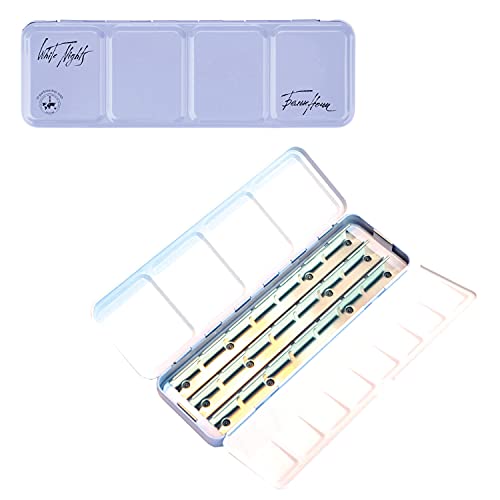 White Nights russischer Aquarell-Leerkasten aus robustem Metall, Serie Fashion in Hellblau, für 21 ganze Näpfe, mit 4 Mischfeldern von White Nights