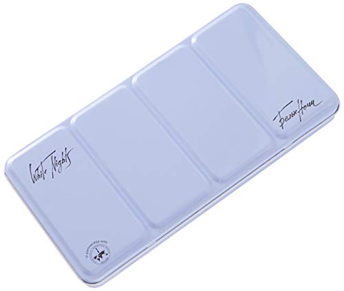 White Nights russischer Aquarell-Leerkasten aus robustem Metall, Serie Fashion in Hellblau, für 35 ganze Näpfe, mit 4 Mischfeldern White Nights russischer Aquarell-Leerkasten aus robustem Metall, Serie Fashion in Hellblau, für 35 ganze Näpfe, mit 4 Mischfeldern von White Nights