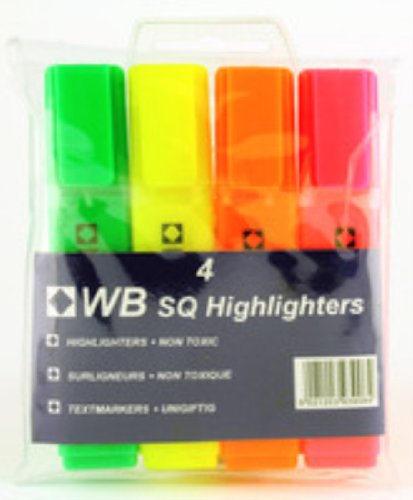 Whitebox Hi-Glo Textmarker, verschiedene Marken und Farben, 4 Stück von White Box