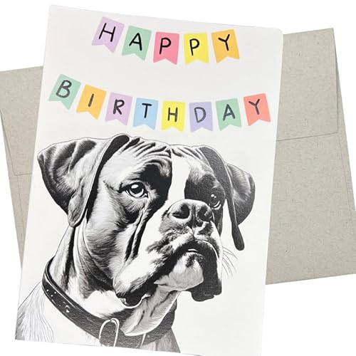 Boxer Geburtstagskarte, Hunde-Geburtstagskarte (1 Premium-Klappkarte, innen blanko, 12,7 x 17,8 cm), niedliche Geburtstagskarte von Hund für Männer und Frauen – 454 von Whitman and Daughter
