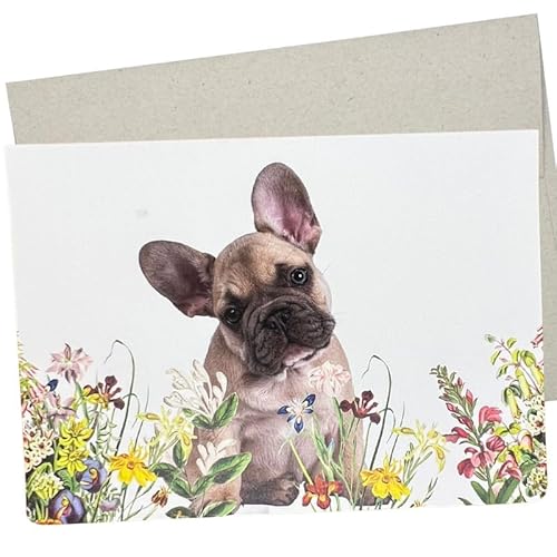 Französische Bulldoggen-Karte, Frenchie Geburtstagskarte (1 hochwertige Klappkarte, innen blanko, 12,7 x 17,8 cm) Hundekarte auch für Jahrestag, Hochzeit, Genesung und Danke – 401 von Whitman and Daughter