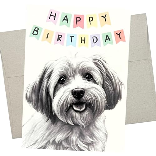 Havanesische Geburtstagskarte, Hunde-Geburtstagskarte (1 Premium-Klappkarte, innen blanko, 12,7 x 17,8 cm), niedliche Havaneser-Geburtstagskarte von Hund für Männer und Frauen – 637 von Whitman and Daughter