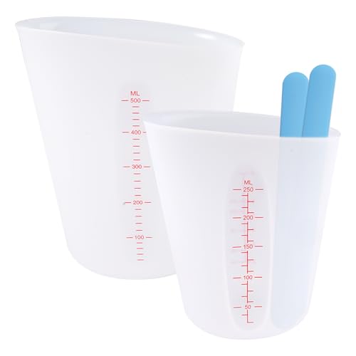 2 Stück Silikon Messbecher 250ml/ 500ml, Silikon Messbecher Epoxidharz, Gießpulver, Harz Messbecher für Epoxidharz, Becher zum Gießen, für Gießformen, DIY Handmade, Basteln von WhizNook