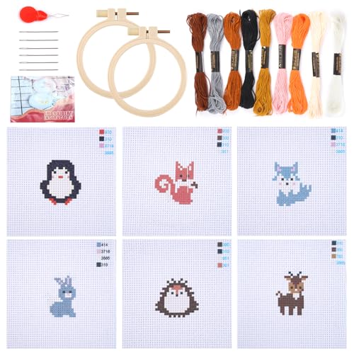 6 Stück Kreuzstich Anfänger Set, Enthält 6 Vorgedruckte Kreuzstichmuster, 2 Stickrahmen, 9 Stränge Stickgarn, 7 Stickwerkzeuge Und Anleitungen, Stickset Kinder für Anfänger DIY Handwerk Dekorationen 6 Stück Kreuzstich Anfänger Set, Enthält 6 Vorgedruckte Kreuzstichmuster, 2 Stickrahmen, 9 Stränge Stickgarn, 7 Stickwerkzeuge Und Anleitungen, Stickset Kinder für Anfänger DIY Handwerk Dekorationen von WhizNook