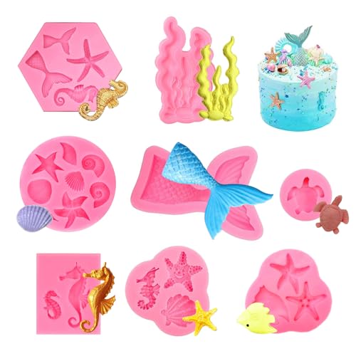 8 Stück Meerjungfrau Tortendeko, Meerjungfrau Silikonform, 3D Mermaid Tier Cupcake Topper, Meerjungfrauenflosse Fondantform, Tortendeko Meerjungfrau Backformen für Kuchen, Schokolade 8 Stück Meerjungfrau Tortendeko, Meerjungfrau Silikonform, 3D Mermaid Tier Cupcake Topper, Meerjungfrauenflosse Fondantform, Tortendeko Meerjungfrau Backformen für Kuchen, Schokolade von WhizNook