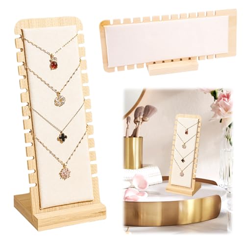 WhizNook Kettenständer Schmuck, 12 Slots Schmuckständer Holz, Halskettenständer, Halskette Schmuckhalter, Kettenhalter, Schaufenster Halter, für Halsketten Anhänger von WhizNook