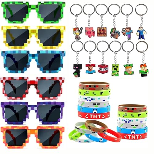 Whizmara Pixel Party Mitgebsel Kinder, Miner Videospiel Party Mitgebsel mit 6 Pixel Brille 12 Schlüsselanhänger 12 Armband, Gamer Theme Party Zubehör, Miner Kindergeburtstag Gastgeschenke Whizmara Pixel Party Mitgebsel Kinder, Miner Videospiel Party Mitgebsel mit 6 Pixel Brille 12 Schlüsselanhänger 12 Armband, Gamer Theme Party Zubehör, Miner Kindergeburtstag Gastgeschenke von Whizmara