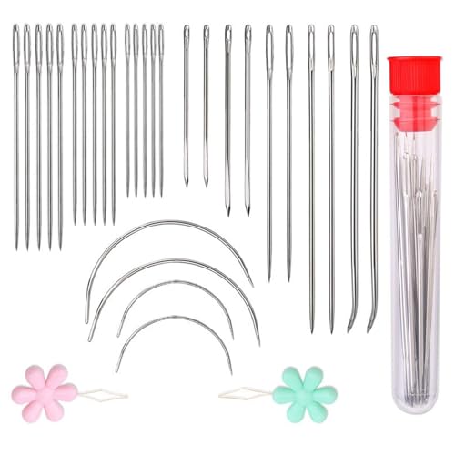 10er-Set Stricknadeln mit Flasche, großes Öhr, Handnähnadel, großes Öhr, gebogene Nadel, Nähnadel zum Nähen 10er-Set Stricknadeln mit Flasche, großes Öhr, Handnähnadel, großes Öhr, gebogene Nadel, Nähnadel zum Nähen von Whltzf