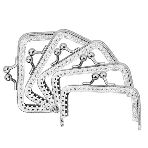 5 Stück quadratischer gewölbter Metallrahmen für Geldbörsen, 85 mm, Metall-Kussverschluss, Schloss für Münzgeldbörsen, Handtaschen, Nähen, Handwerksprojekte, Kussverschluss, Kussverschluss von Whltzf