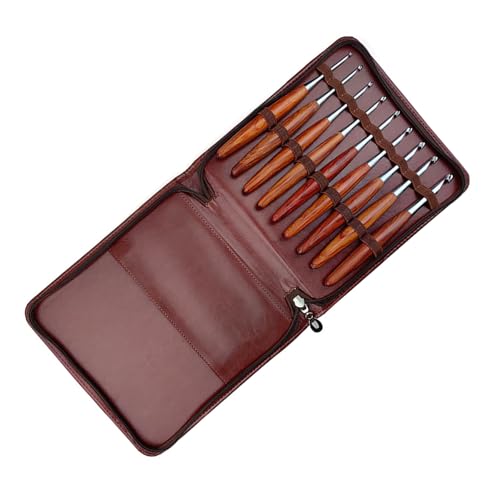 9 x Häkelnadeln mit Holzgriff, 3,5 mm - 8,0 mm, ergonomische Häkelnadel für Anfänger, Stricken, Häkeln, Pullover, Schal, Handschuhe, Strickzubehör von Whltzf