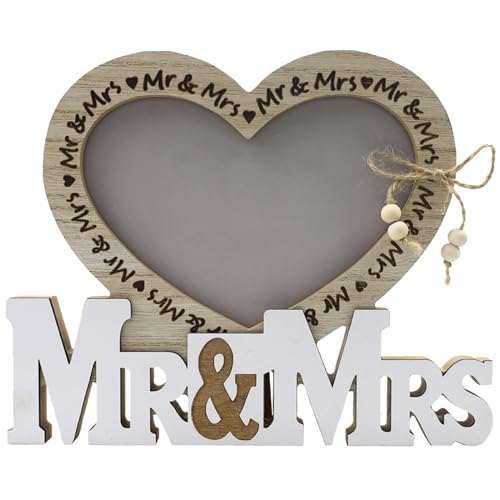 Bilderrahmen aus Holz, personalisierbar, mit Aufschrift "Mr and Mrs", Herzform, für Hochzeitstag, Tischdekoration Bilderrahmen aus Holz, personalisierbar, mit Aufschrift "Mr and Mrs", Herzform, für Hochzeitstag, Tischdekoration von Whltzf